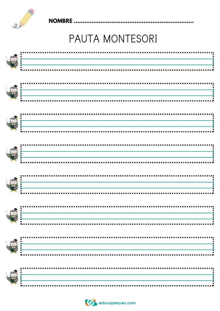 Pauta Montessori para caligrafía
